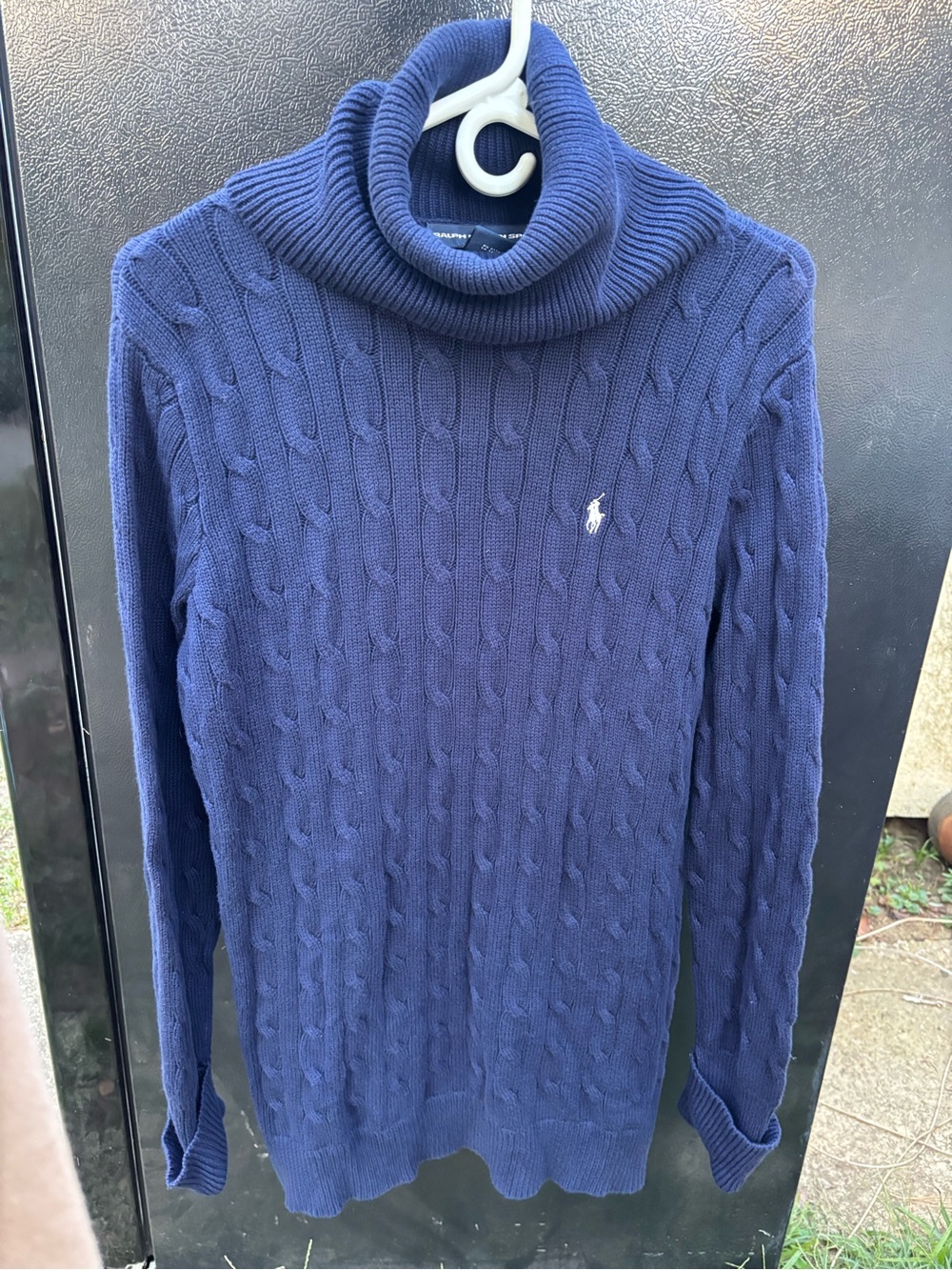 Ralph Lauren Sport Navy Cable-Knit Turtleneck Sweater Dress